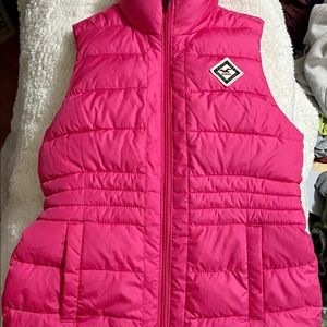 Hollister Pink puffy Sherpa lined vest style jacket